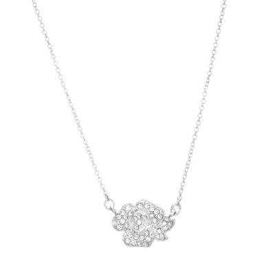 Silver and crystal flower pendant necklace